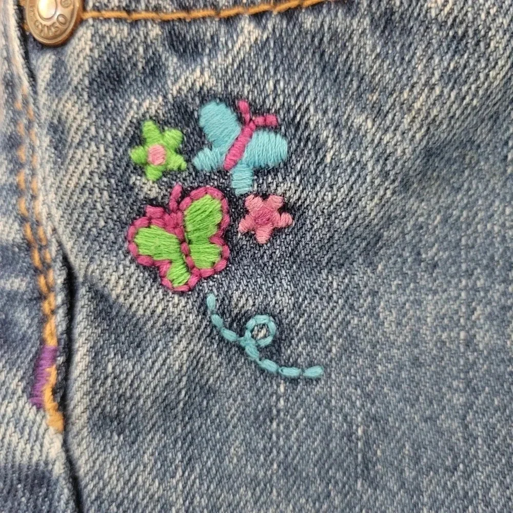 OshKosh Cotton Denim Embroidered Jeans Toddler Girl 24mo Cottagecore Boho